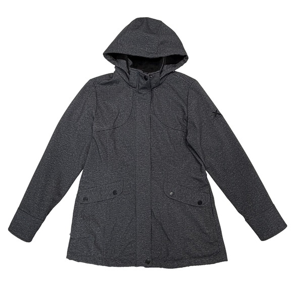 Medium Jackets & Blazers - ZeroExposure Women's Medium Jacket Black/Grey Coat Hooded Full Zip Medium Length